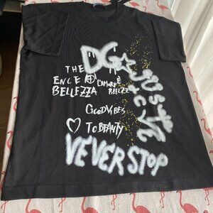 Trendy Brand Printed Short-Sleeved Casual Spray Painted Letters